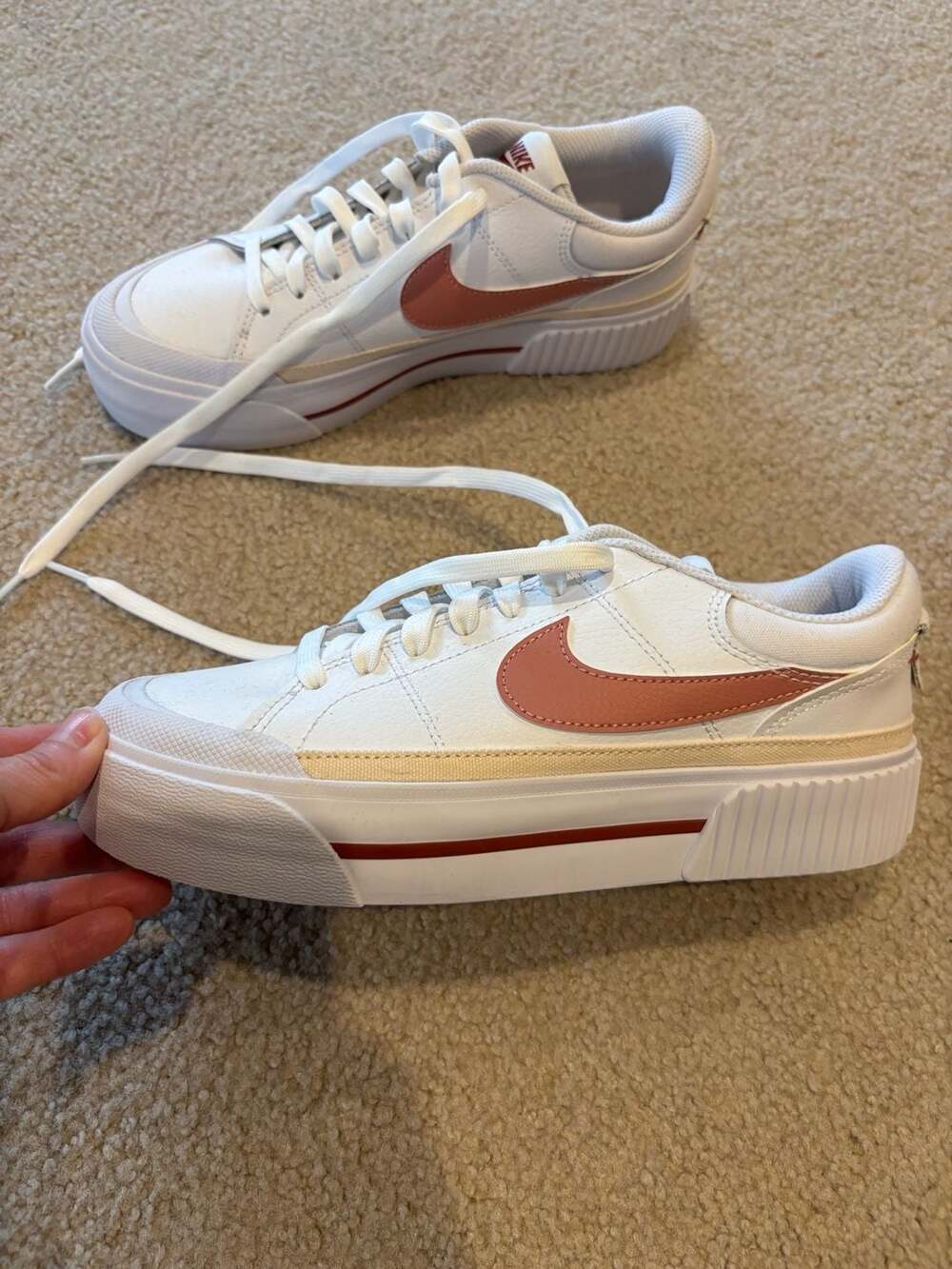 Nike Court Legacy Lift Size 7 White Red Stardust Guava Ice Sneakers
